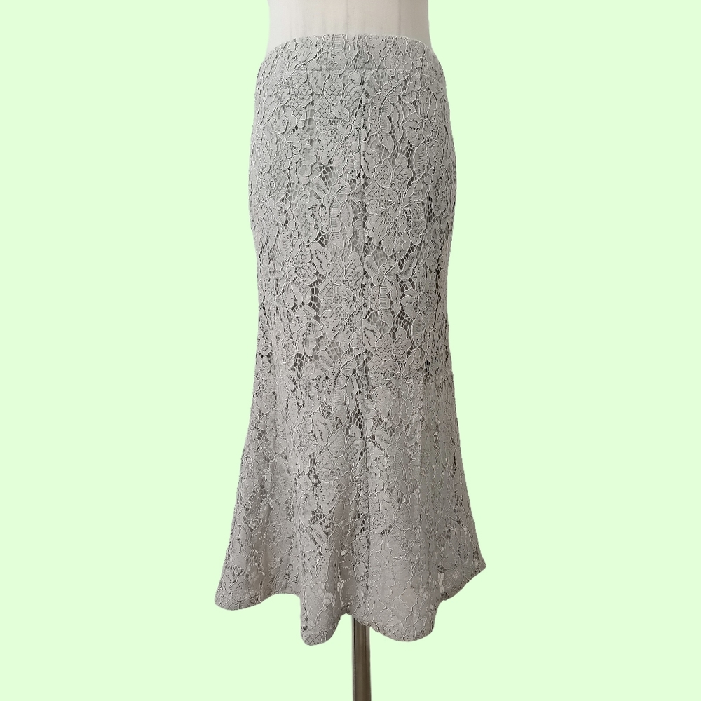 sz:S, gray lace long skirt